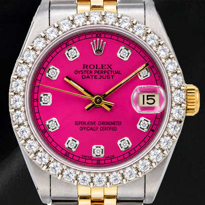 Rolex Datejust 68273 31mm Pink Diamond Dial Diamond Two Tone Watch