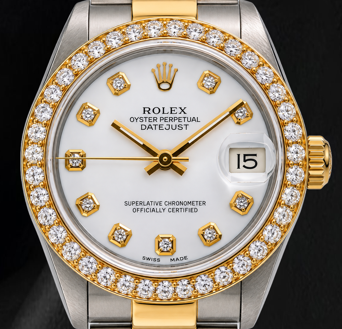 Rolex Datejust 68273 31mm White Diamond Dial Two Tone Watch