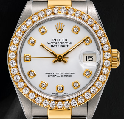 Rolex Datejust 68273 31mm White Diamond Dial Two Tone Watch