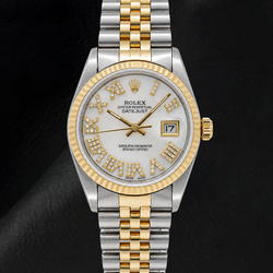 Rolex Datejust 68273 31mm White Mother of Pearl Roman Diamond Dial Two Tone Watch