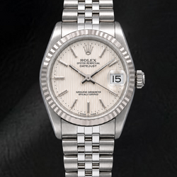 Rolex Datejust 68274 31mm Silver Tapestry Stick Dial Stainless Steel Watch