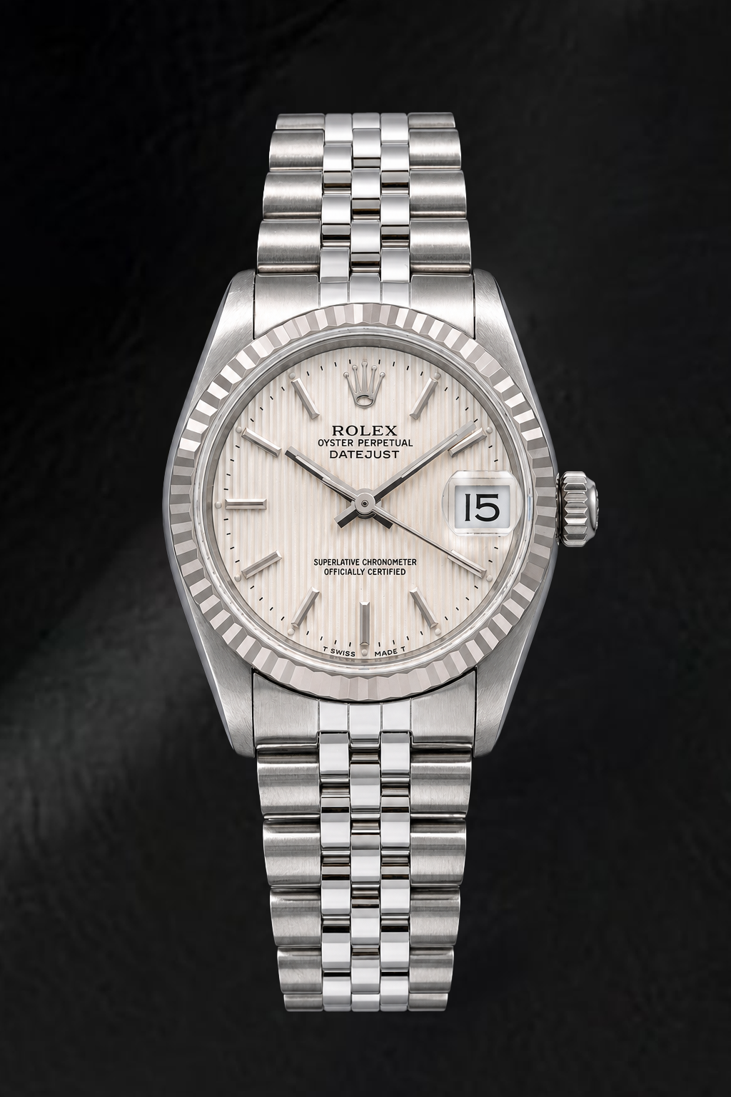 Rolex Datejust 68274 31mm Silver Tapestry Stick Dial Stainless Steel Watch