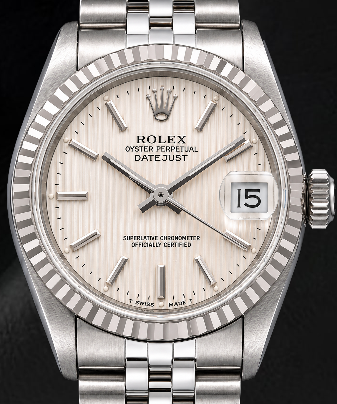 Rolex Datejust 68274 31mm Silver Tapestry Stick Dial Stainless Steel Watch