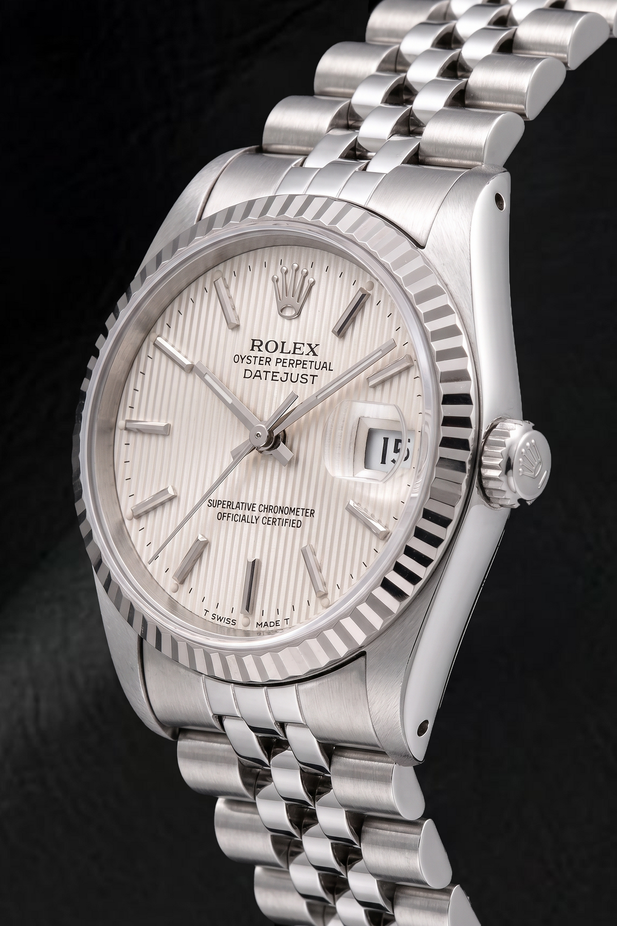 Rolex Datejust 68274 31mm Silver Tapestry Stick Dial Stainless Steel Watch