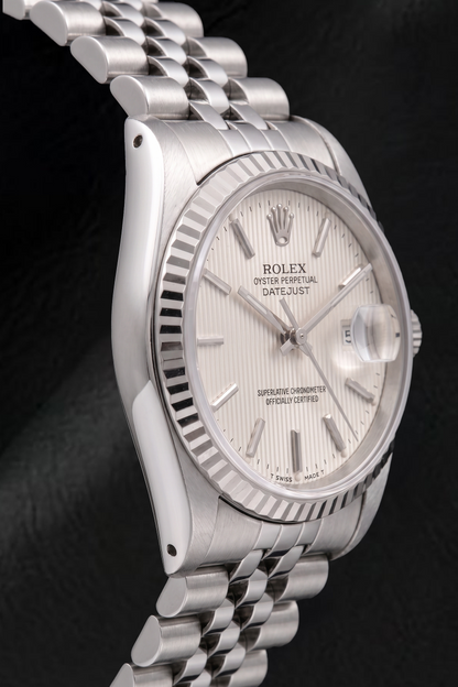 Rolex Datejust 68274 31mm Silver Tapestry Stick Dial Stainless Steel Watch