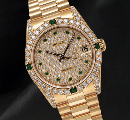 Rolex Datejust 68278 31mm Diamond Paved Dial Yellow Gold 18K Watch