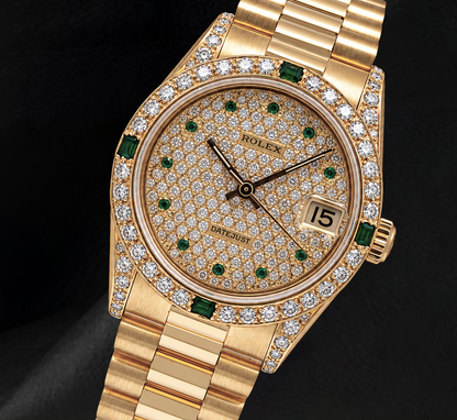 Rolex Datejust 68278 31mm Diamond Paved Dial Yellow Gold 18K Watch