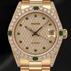 Rolex Datejust 68278 31mm Diamond Paved Dial Yellow Gold 18K Watch