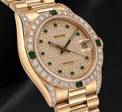 Rolex Datejust 68278 31mm Diamond Paved Dial Yellow Gold 18K Watch