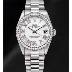 Rolex Datejust 68279 31mm White Roman Diamond Dial White Gold Watch