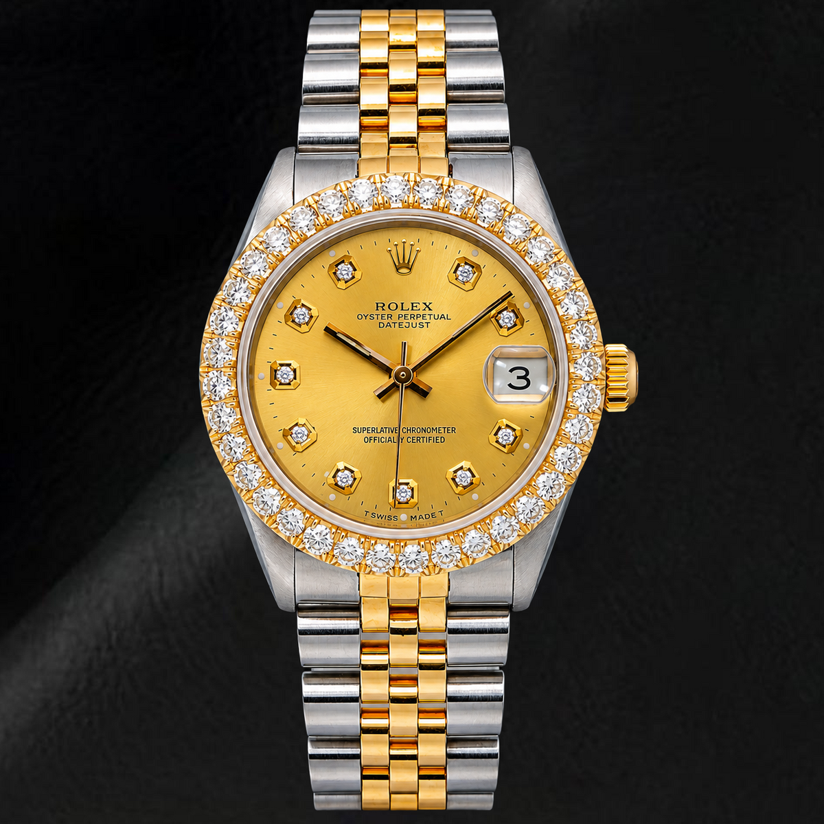 Rolex Datejust 6827 31mm Champagne Diamond DialTwo Tone Gold Jubilee Bracelet Watch
