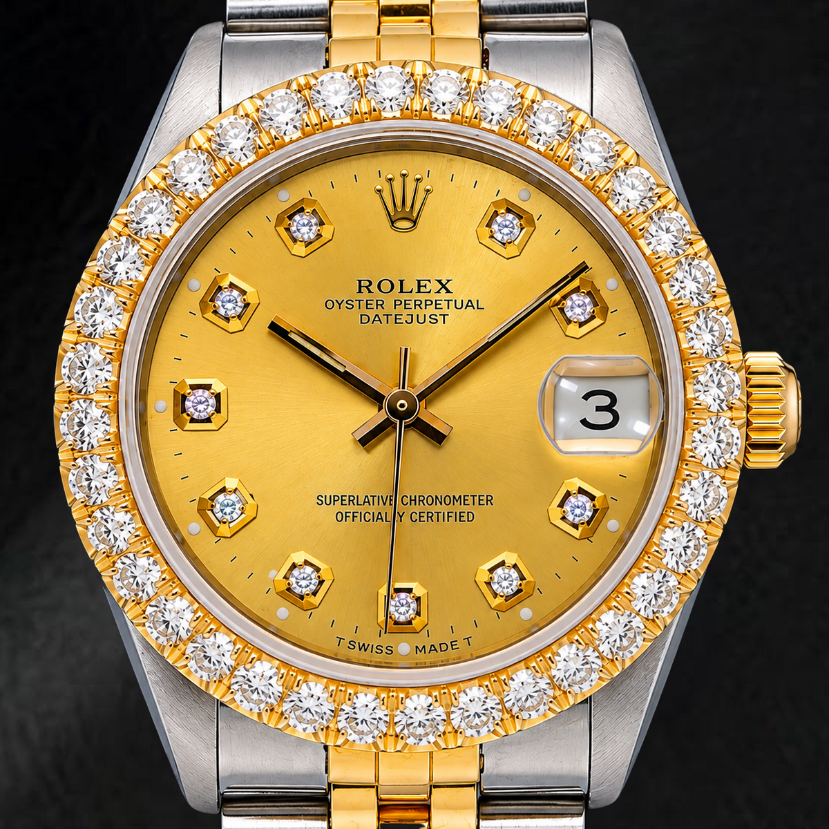 Rolex Datejust 6827 31mm Champagne Diamond DialTwo Tone Gold Jubilee Bracelet Watch