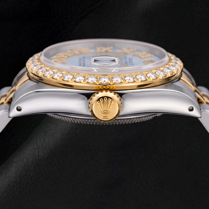Rolex Datejust 6827 31mm Diamond Dial Two Tone Yellow Gold Jubilee Bracelet Watch