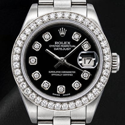 Rolex Datejust 69160 26mm Black Diamond Dial Stainless Steel Watch
