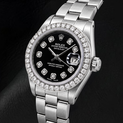 Rolex Datejust 69160 26mm Black Diamond Dial Stainless Steel Watch