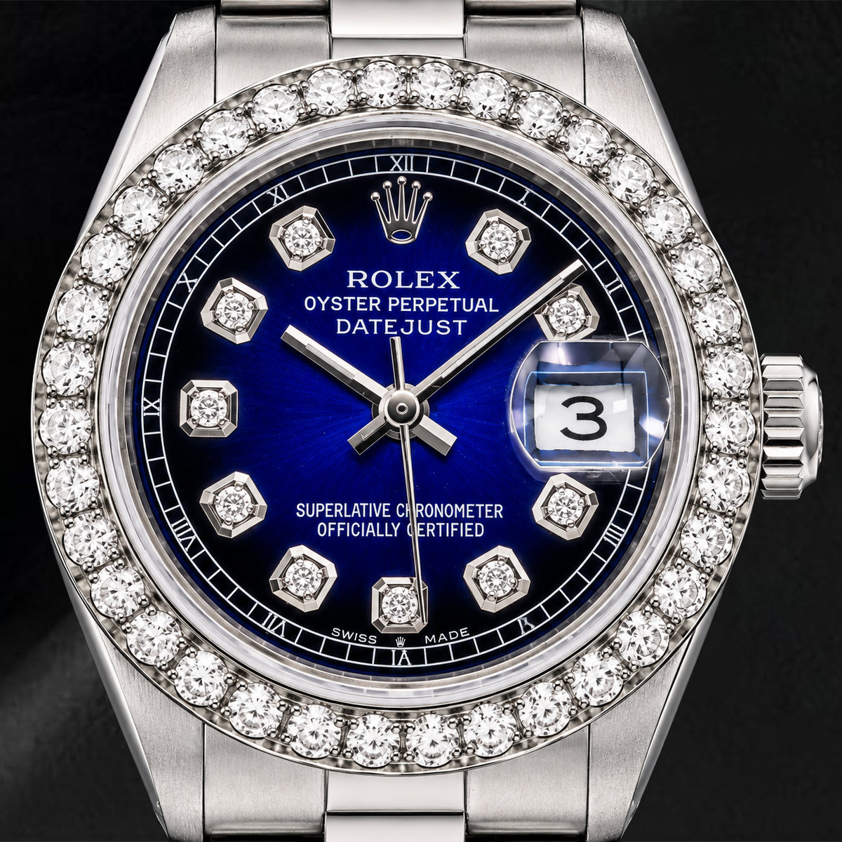Rolex Datejust 69160 26mm Blue Diamond Dial Stainless Steel Oyster Bracelet Watch
