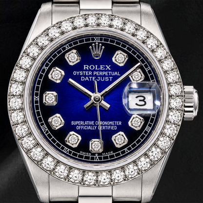 Rolex Datejust 69160 26mm Blue Diamond Dial Stainless Steel Oyster Bracelet Watch