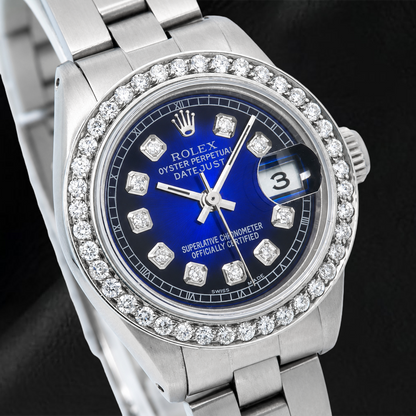 Rolex Datejust 69160 26mm Blue Diamond Dial Stainless Steel Oyster Bracelet Watch