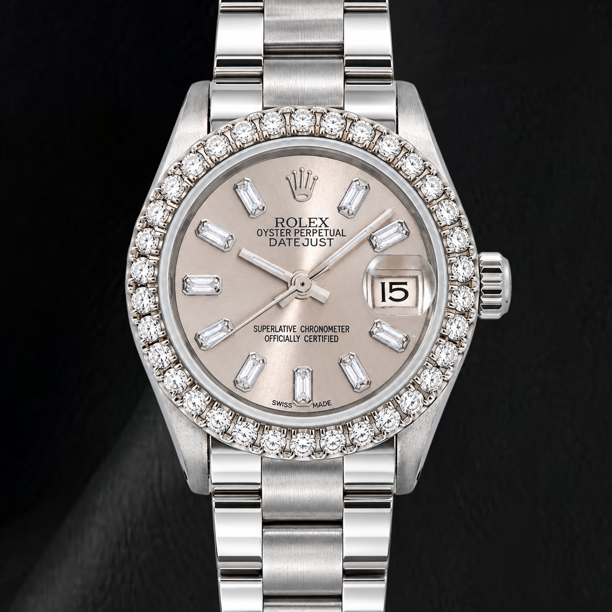Rolex Datejust 69160 26mm Gray Diamond Stainless Steel Watch
