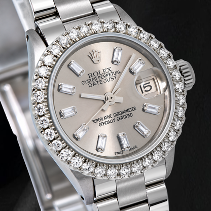Rolex Datejust 69160 26mm Gray Diamond Stainless Steel Watch