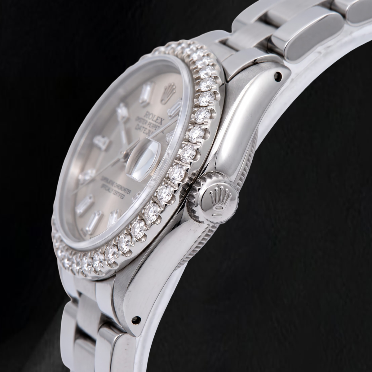 Rolex Datejust 69160 26mm Gray Diamond Stainless Steel Watch
