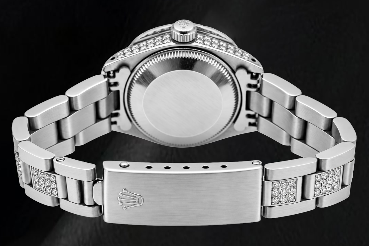Rolex Datejust 69160 26mm Green Diamond Dial Stainless Steel Semi Diamonds Oyster Bracelet Watch