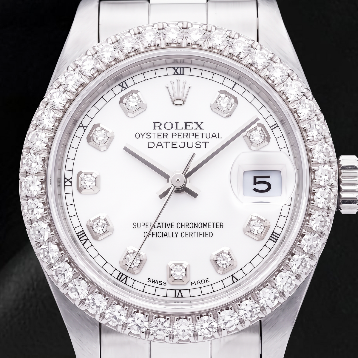 Rolex Datejust 69160 26mm White Mother of Pearl Diamond Dial Stainless Steel Watch