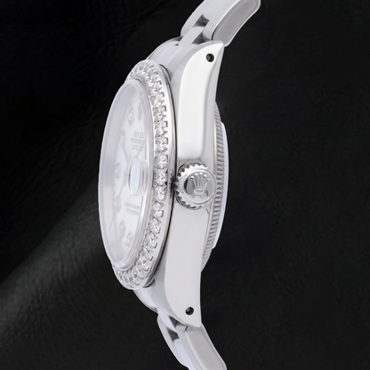 Rolex Datejust 69160 26mm White Mother of Pearl Diamond Dial Stainless Steel Watch