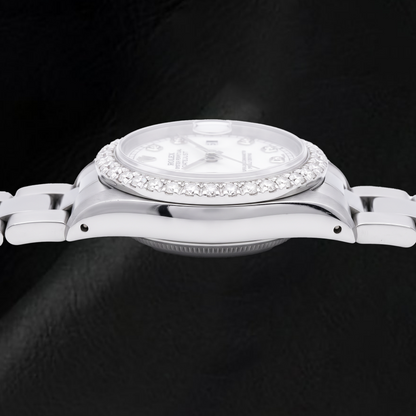 Rolex Datejust 69160 26mm White Mother of Pearl Diamond Dial Stainless Steel Watch