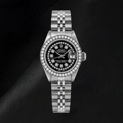 Rolex Datejust 6916 26mm Black String Diamond Dial Stainless Steel Watch