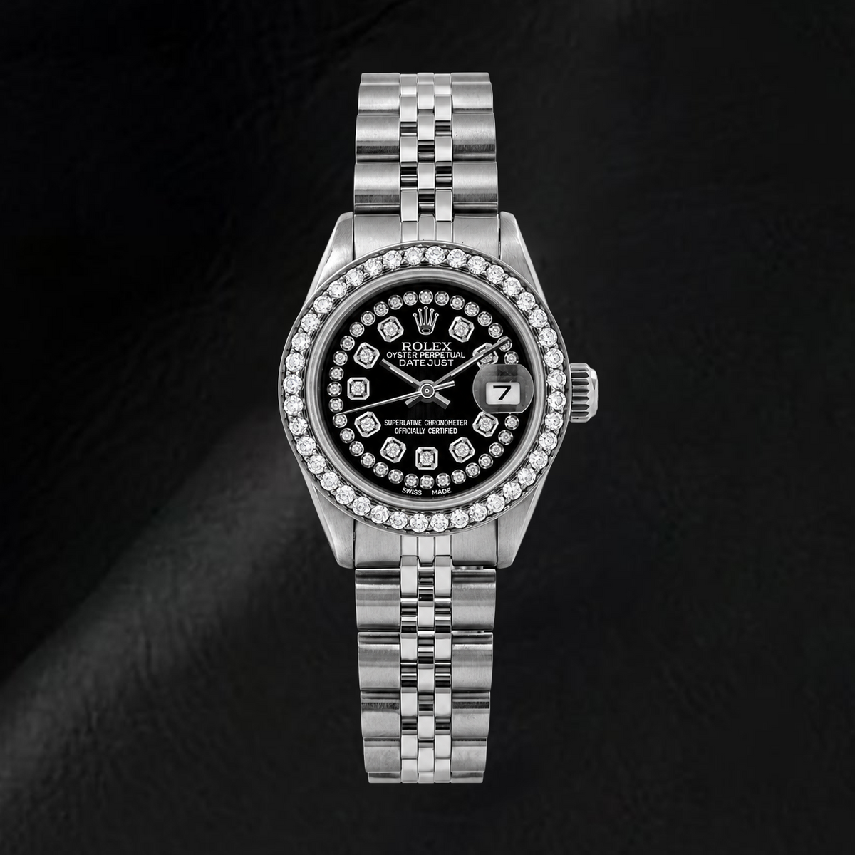 Rolex Datejust 6916 26mm Black Diamond Dial Stainless Steel Watch