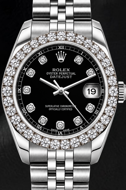 Rolex Datejust 6916 26mm Black Diamond Dial Stainless Steel Watch