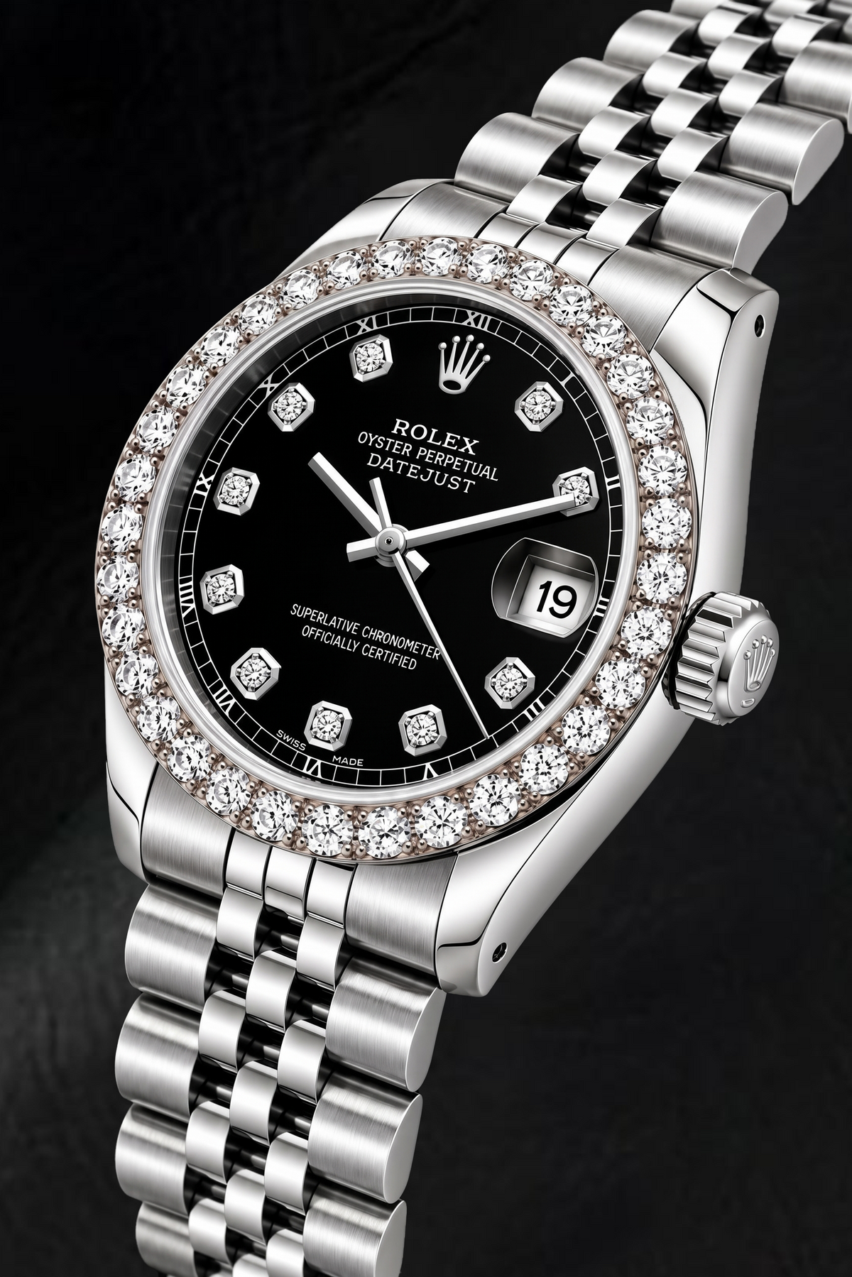 Rolex Datejust 6916 26mm Black Diamond Dial Stainless Steel Watch