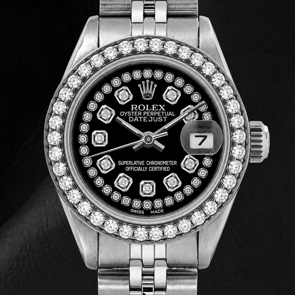 Rolex Datejust 6916 26mm Black Diamond Dial Stainless Steel Watch