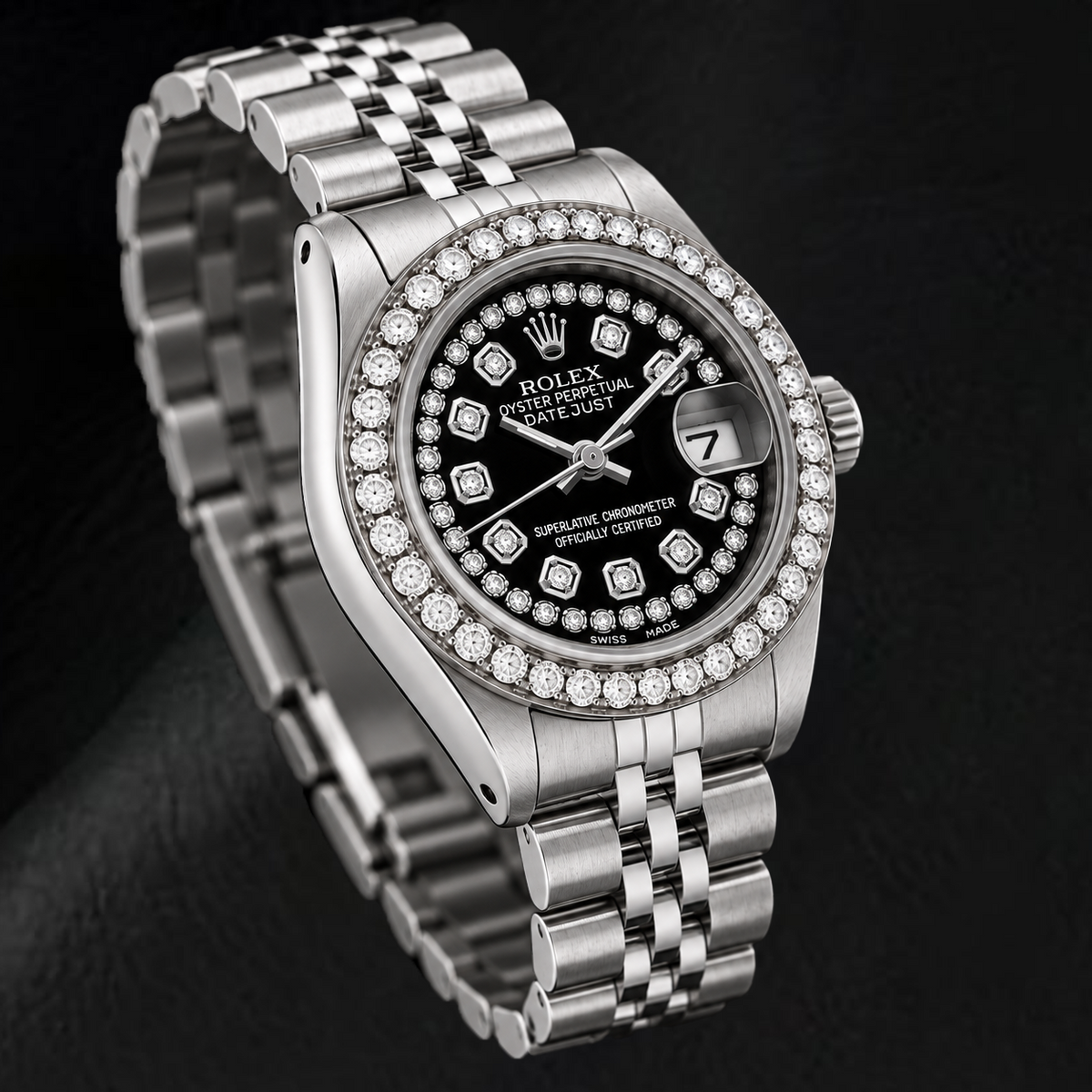 Rolex Datejust 6916 26mm Black Diamond Dial Stainless Steel Watch