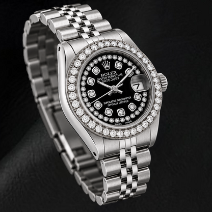 Rolex Datejust 6916 26mm Black Diamond Dial Stainless Steel Watch