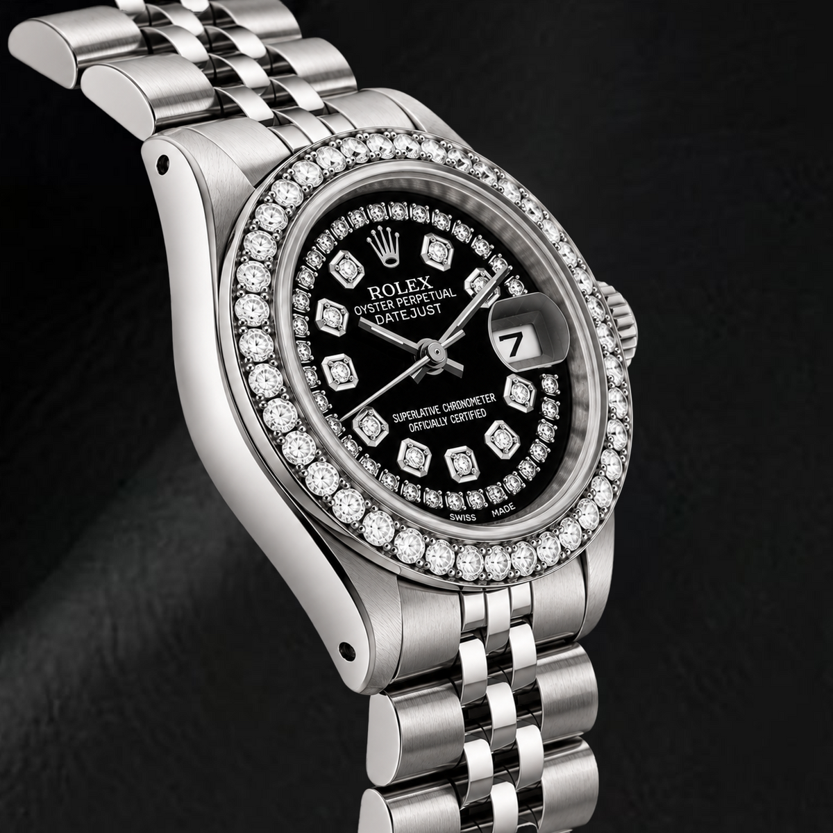 Rolex Datejust 6916 26mm Black Diamond Dial Stainless Steel Watch