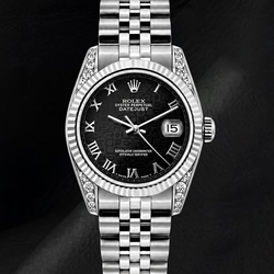 Rolex Datejust 6916 26mm Black Jubilee Roman Dial Stainless Steel Watch