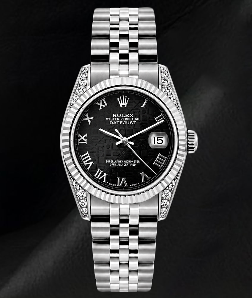 Rolex Datejust 6916 26mm Black Jubilee Roman Dial Stainless Steel Watch