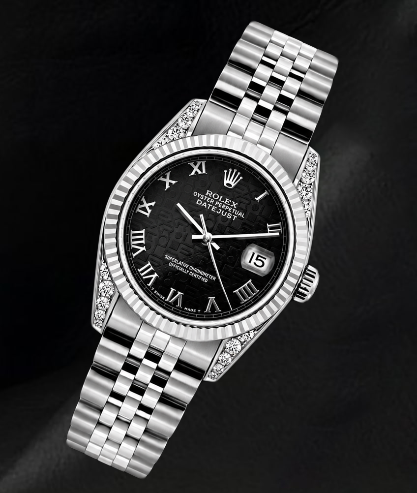 Rolex Datejust 6916 26mm Black Jubilee Roman Dial Stainless Steel Watch