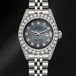 Rolex Datejust 6916 26mm Black Mother of Pearl Diamond Dial Stainless Steel Watch