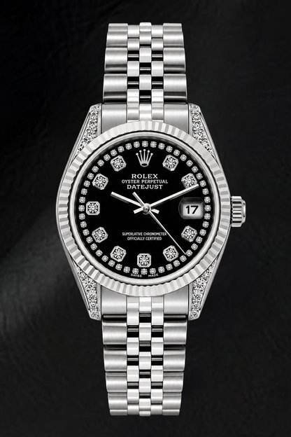 Rolex Datejust 6916 26mm Black String Diamond Dial Stainless Steel Watch