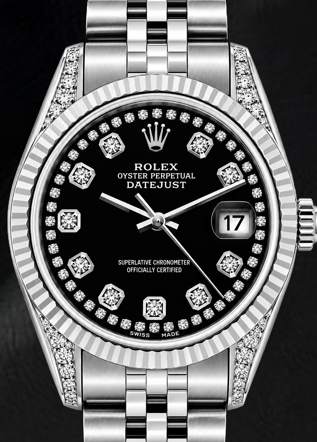 Rolex Datejust 6916 26mm Black String Diamond Dial Stainless Steel Watch