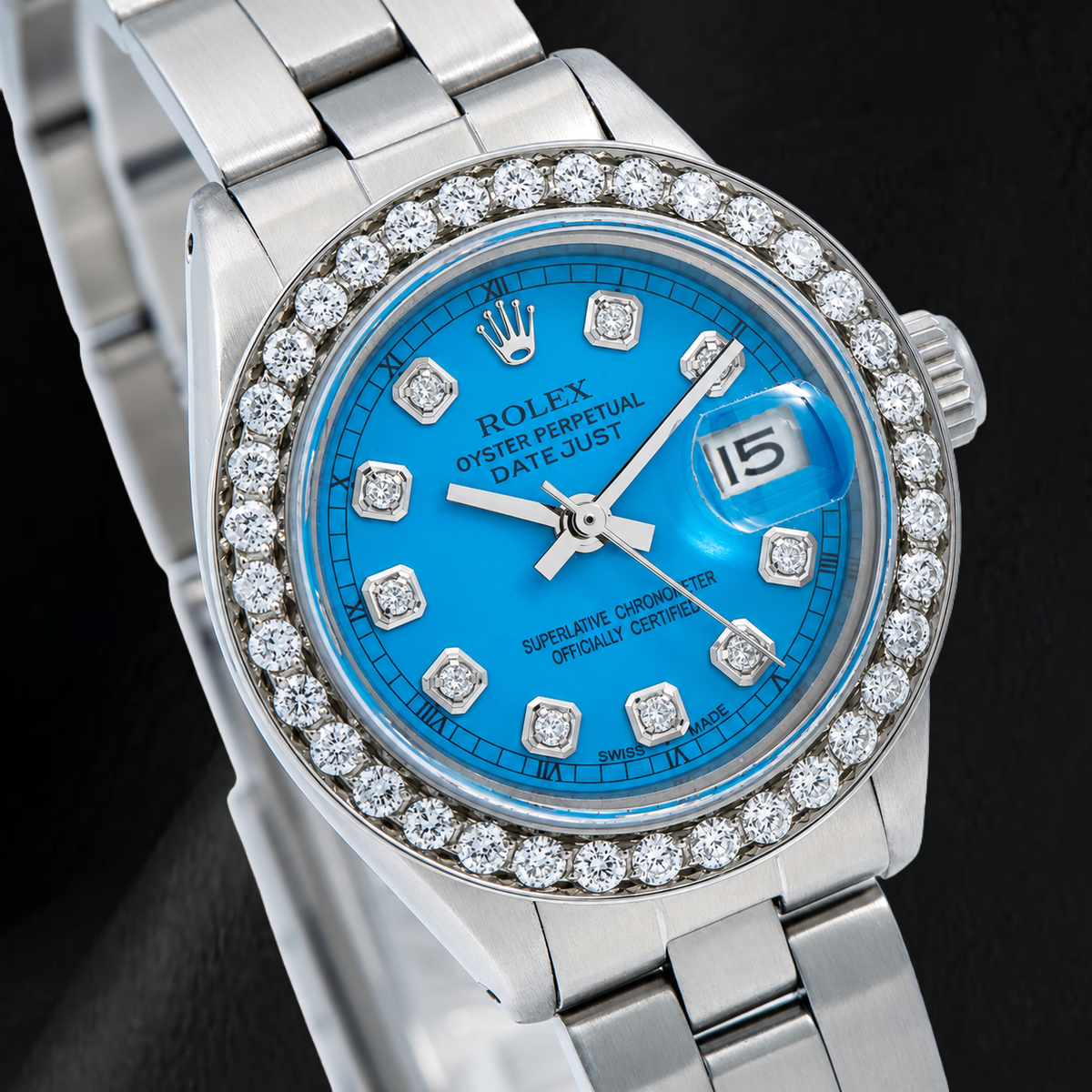 Rolex Datejust 6916 26mm Blue Diamond Dial Oyster Bracelet Stainless Steel Watch