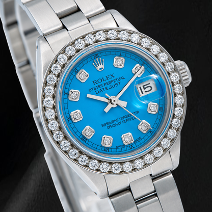 Rolex Datejust 6916 26mm Blue Diamond Dial Oyster Bracelet Stainless Steel Watch