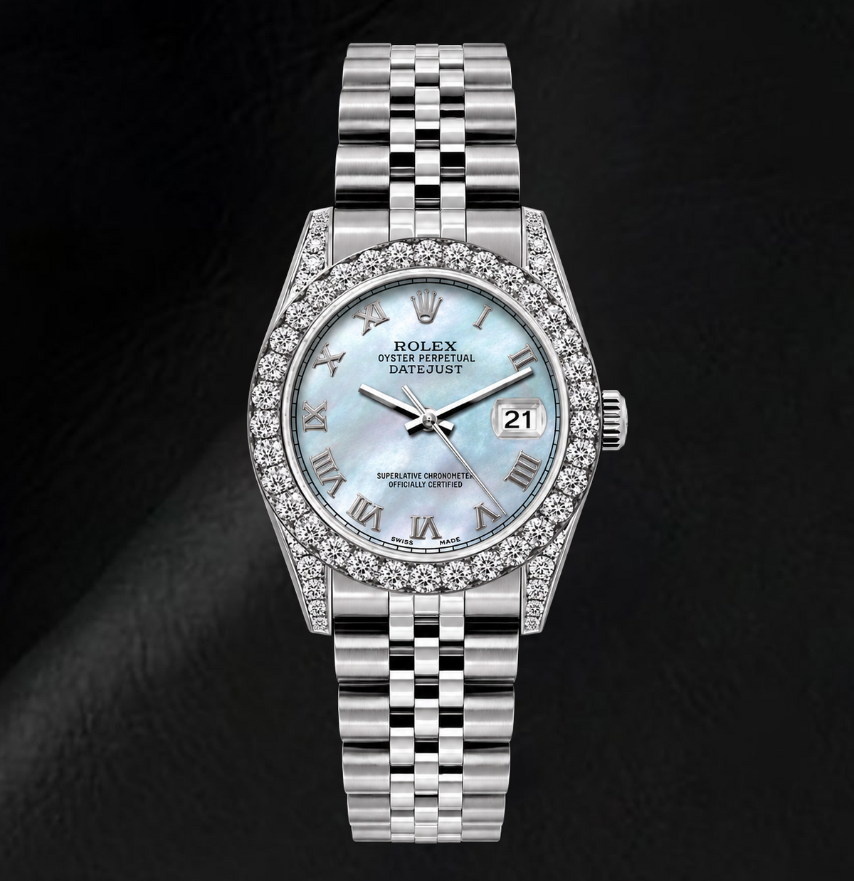 Rolex Datejust 6916 26mm Blue Mother of Pearl Roman Dial Stainless Steel Watch