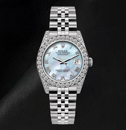 Rolex Datejust 6916 26mm Blue Mother of Pearl Roman Dial Stainless Steel Watch