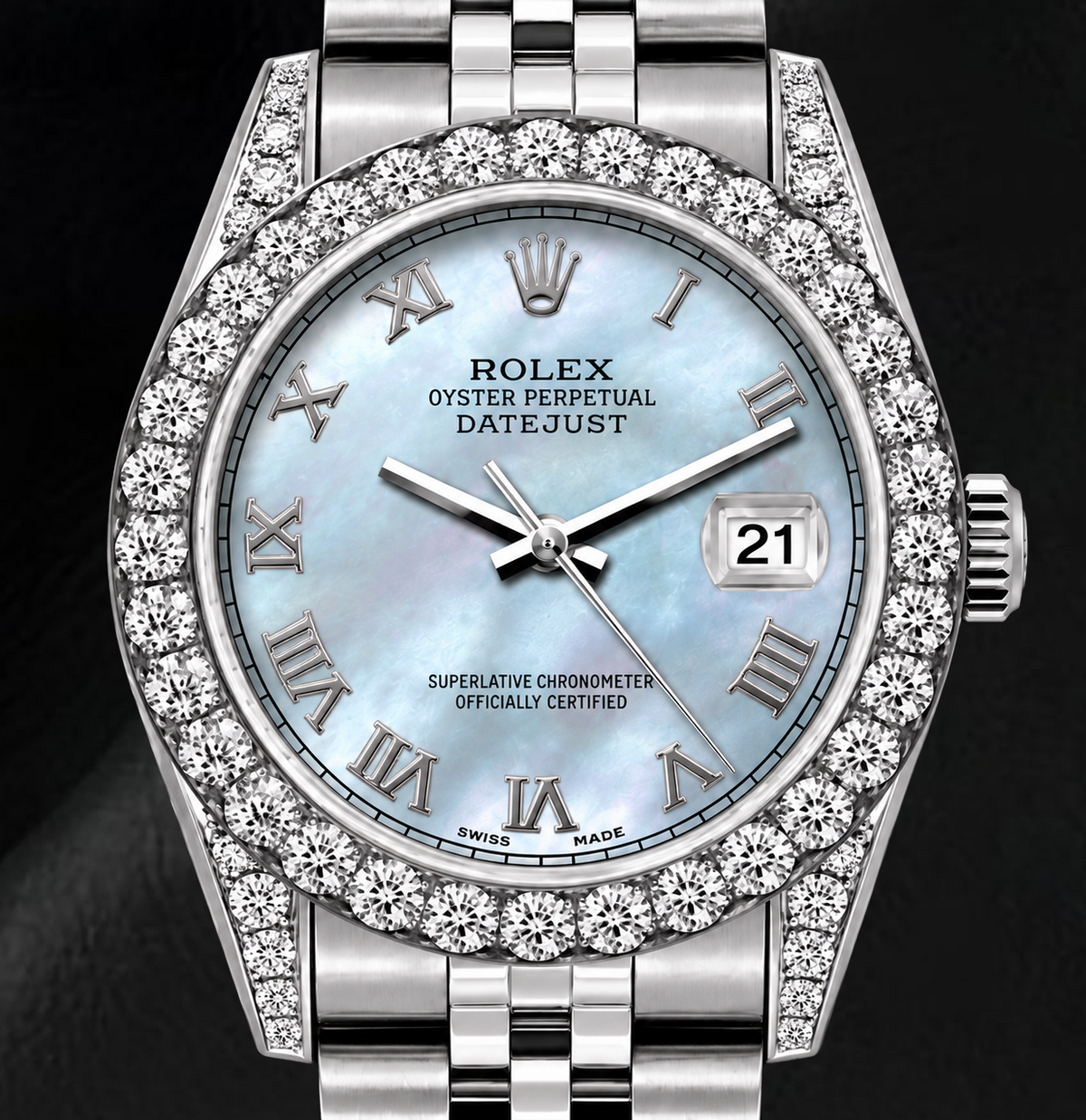 Rolex Datejust 6916 26mm Blue Mother of Pearl Roman Dial Stainless Steel Watch