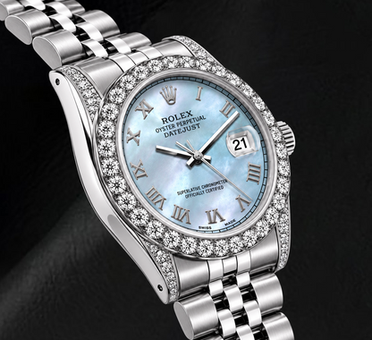 Rolex Datejust 6916 26mm Blue Mother of Pearl Roman Dial Stainless Steel Watch