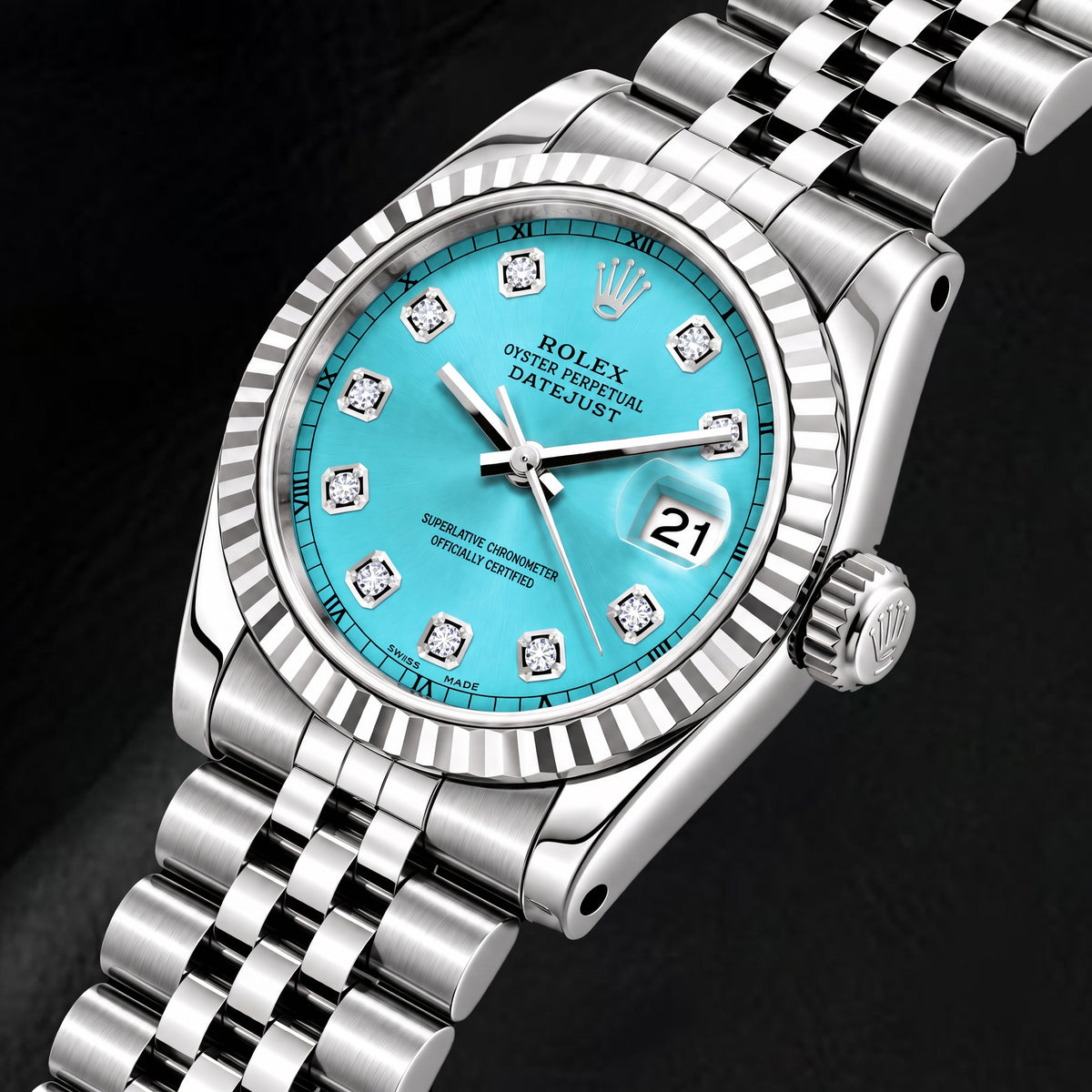 Rolex Datejust 6916 26mm Ice Blue Diamond Dial Stainless Steel Watch